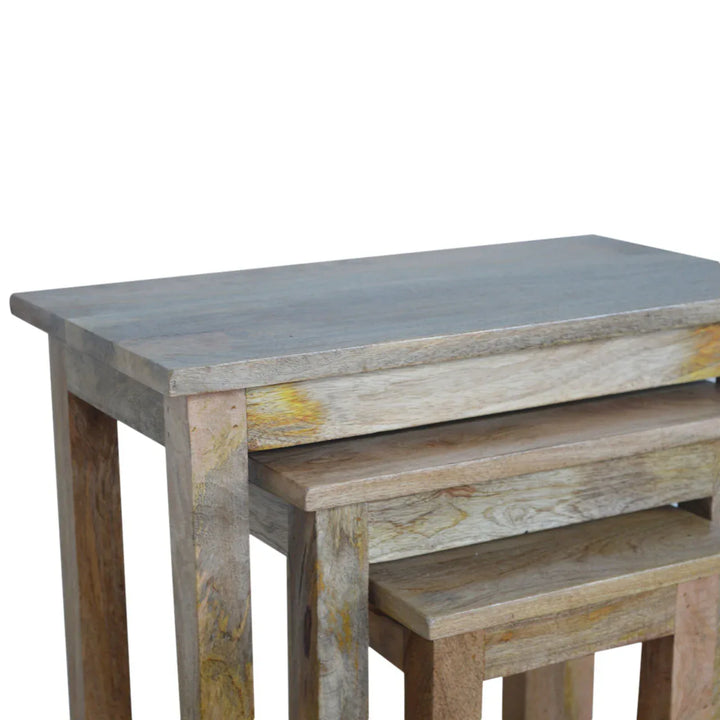 Country Solid Wood Stool Set of 3 - TidySpaces