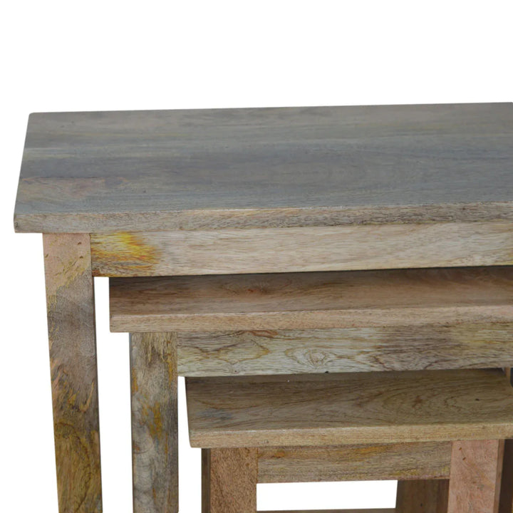 Country Solid Wood Stool Set of 3 - TidySpaces