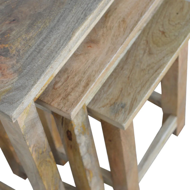 Country Solid Wood Stool Set of 3 - TidySpaces
