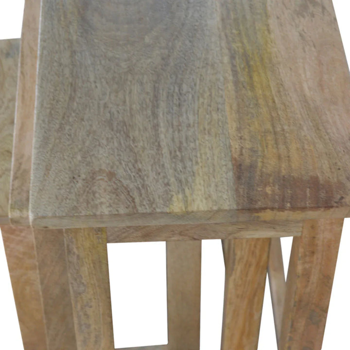 Country Solid Wood Stool Set of 3 - TidySpaces