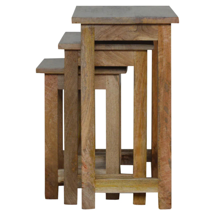 Country Solid Wood Stool Set of 3 - TidySpaces