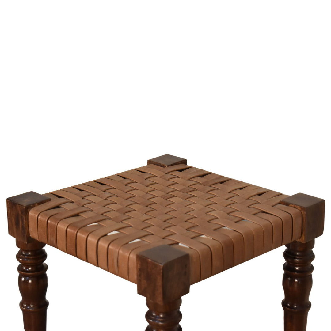 Woven Leather Footstool