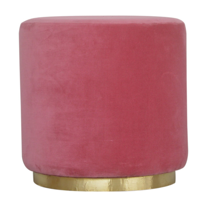 Large Pink Footstool with Gold Base