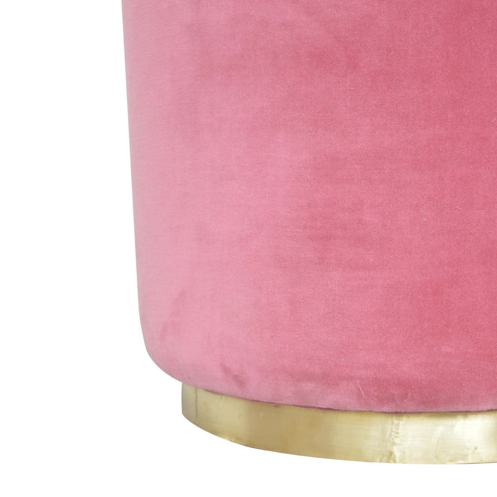 Large Pink Footstool with Gold Base