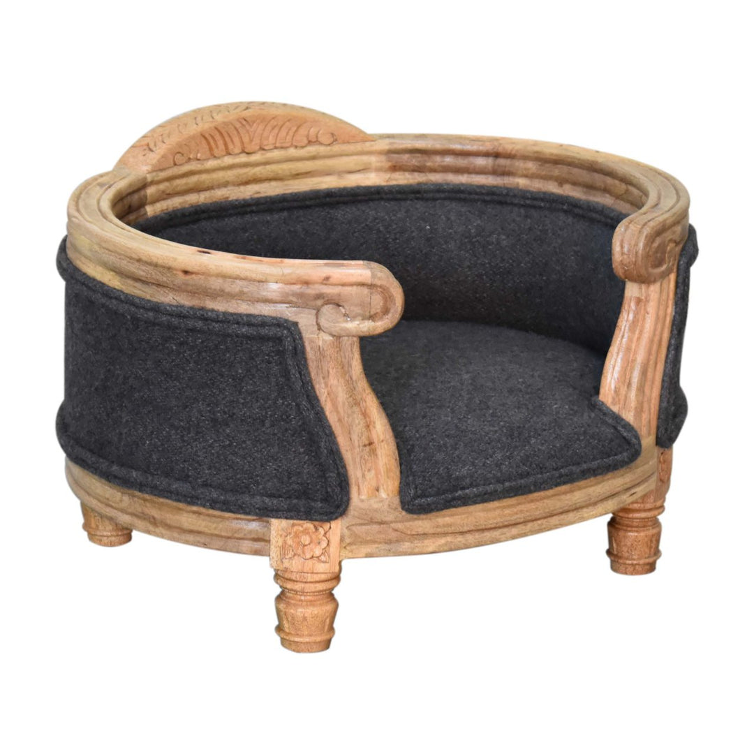 Carved Battleship Tweed Pet Bed