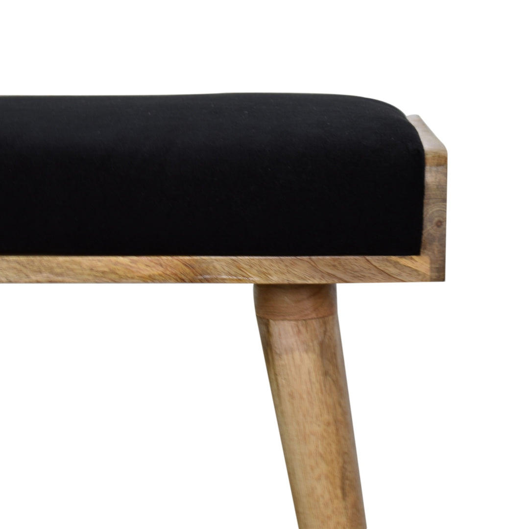 Black Velvet Tray Style Footstool