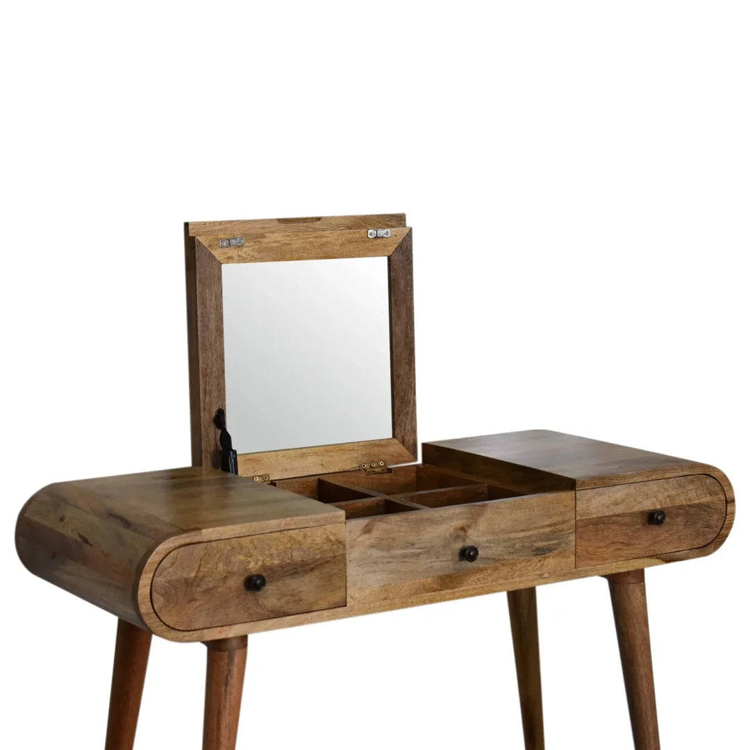 Oak-ish Round Dressing Table - TidySpaces