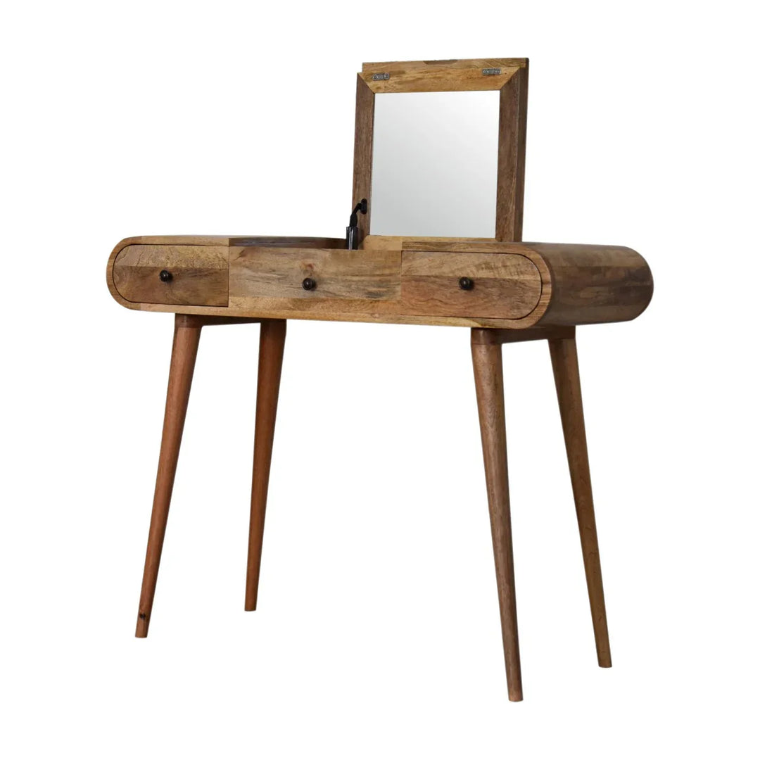 Oak-ish Round Dressing Table - TidySpaces