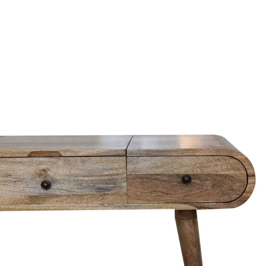 Oak-ish Round Dressing Table - TidySpaces