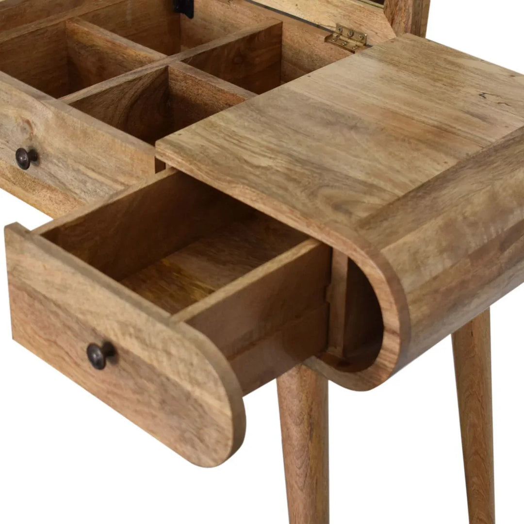 Oak-ish Round Dressing Table - TidySpaces