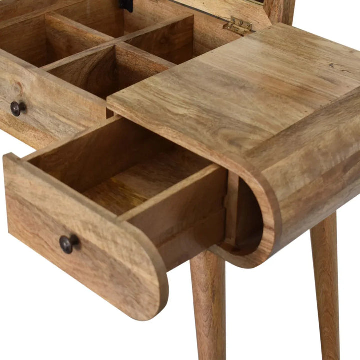 Oak-ish Round Dressing Table - TidySpaces