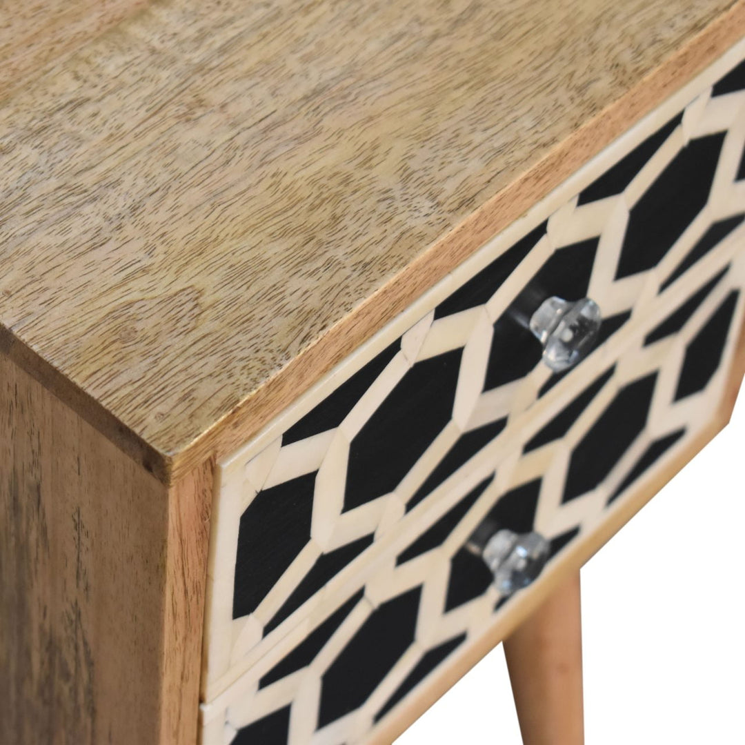 Mini Bone Inlay 2 Drawer Bedside