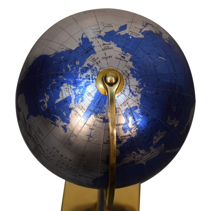 Mixed Chrome and Brass Blue Globe