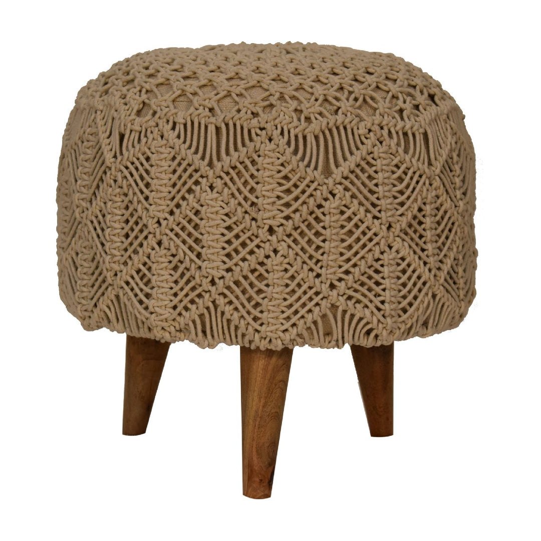 Crotchet Beige Footstool - TidySpaces