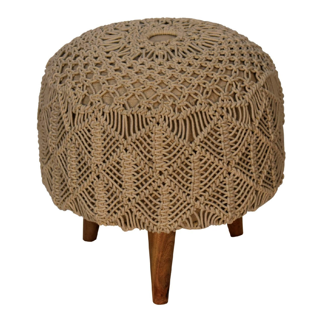 Crotchet Beige Footstool - TidySpaces