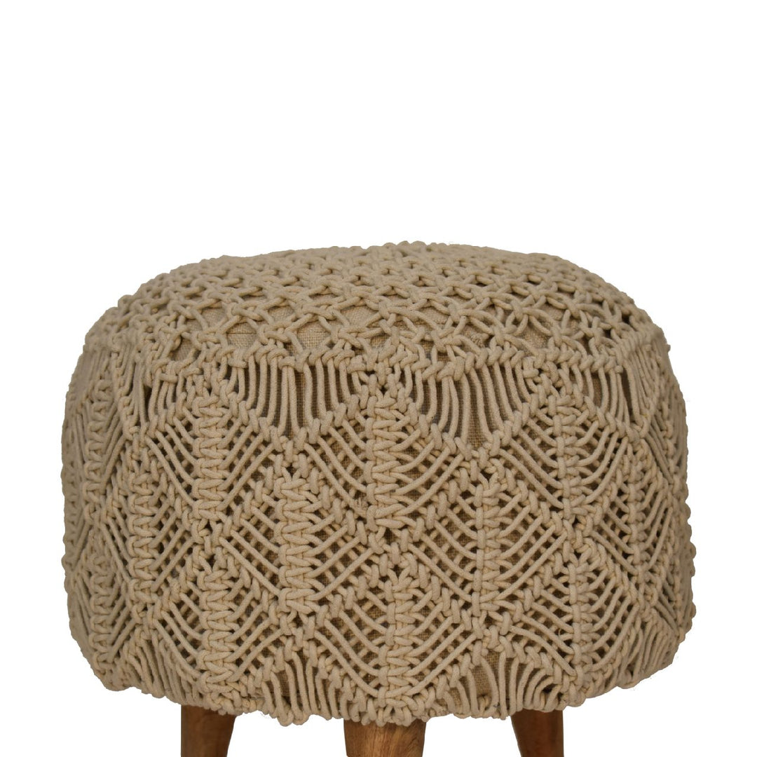 Crotchet Beige Footstool - TidySpaces