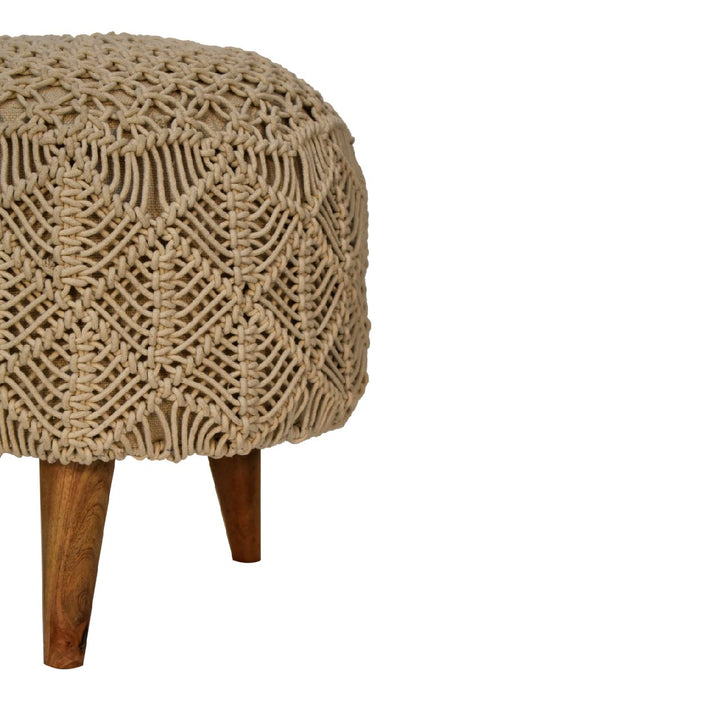 Crotchet Beige Footstool - TidySpaces