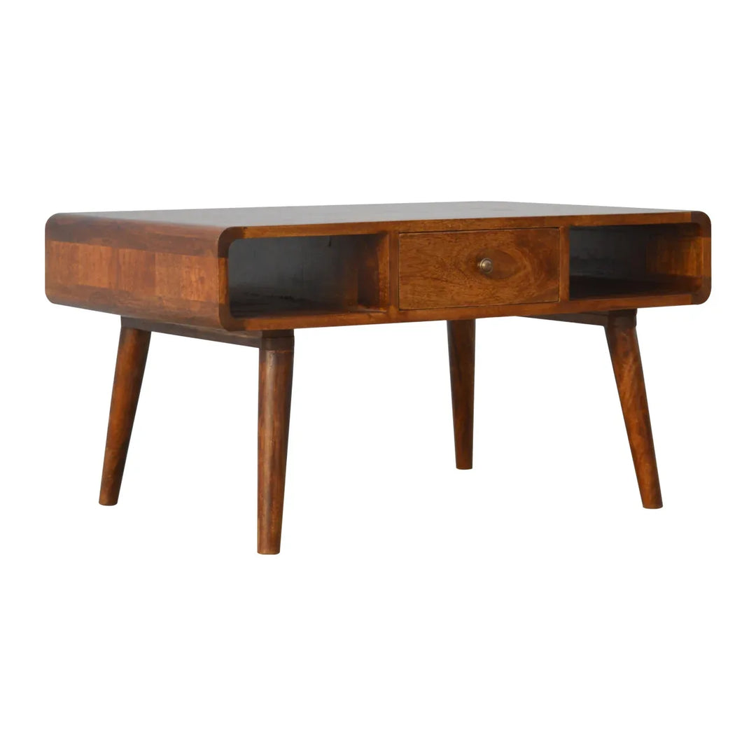 Curved Chestnut Coffee Table - TidySpaces