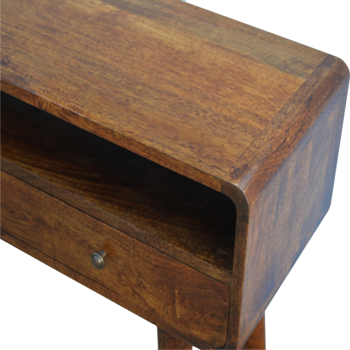 Curved Chestnut Console Table - TidySpaces