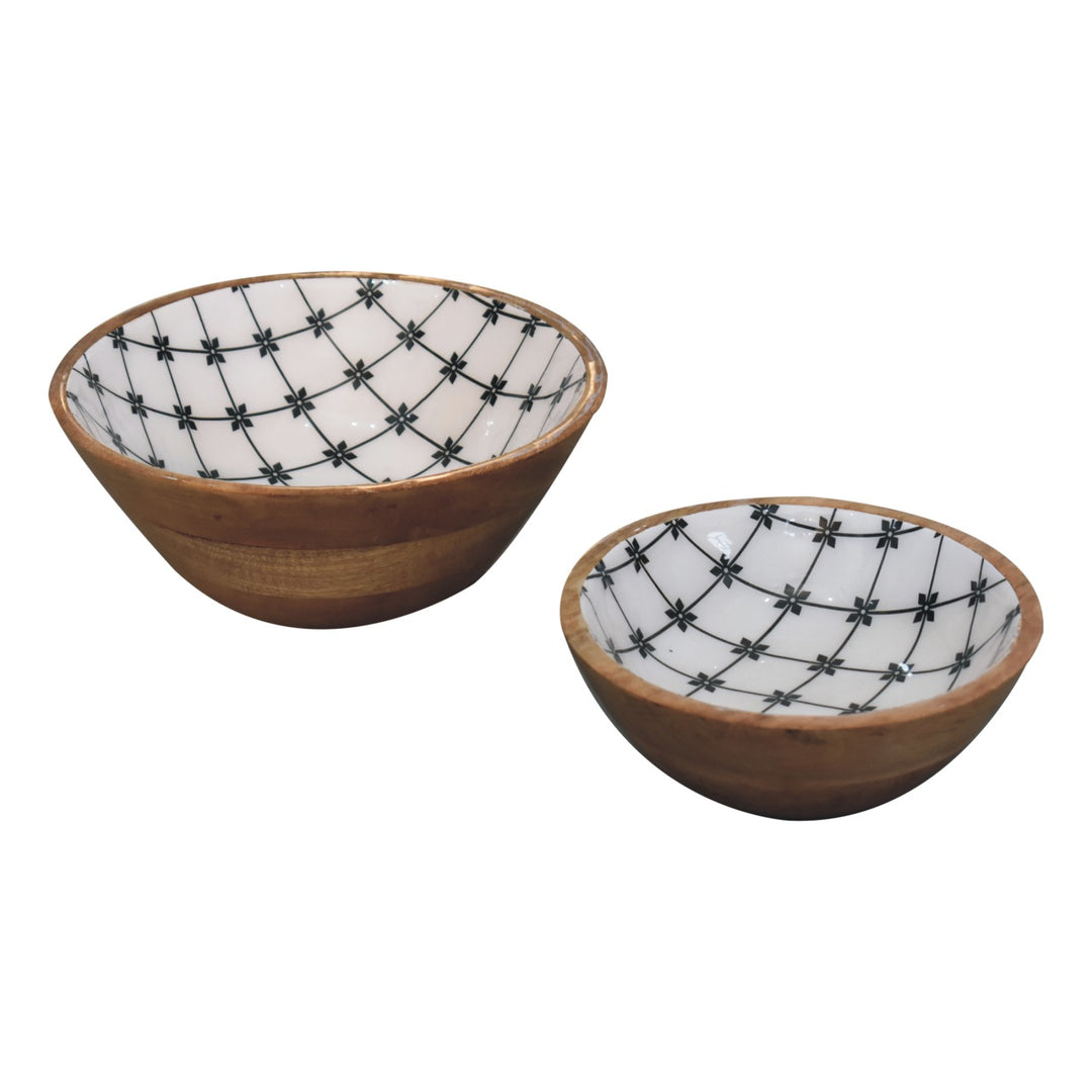 2x Lacquered Flower Bowl Set