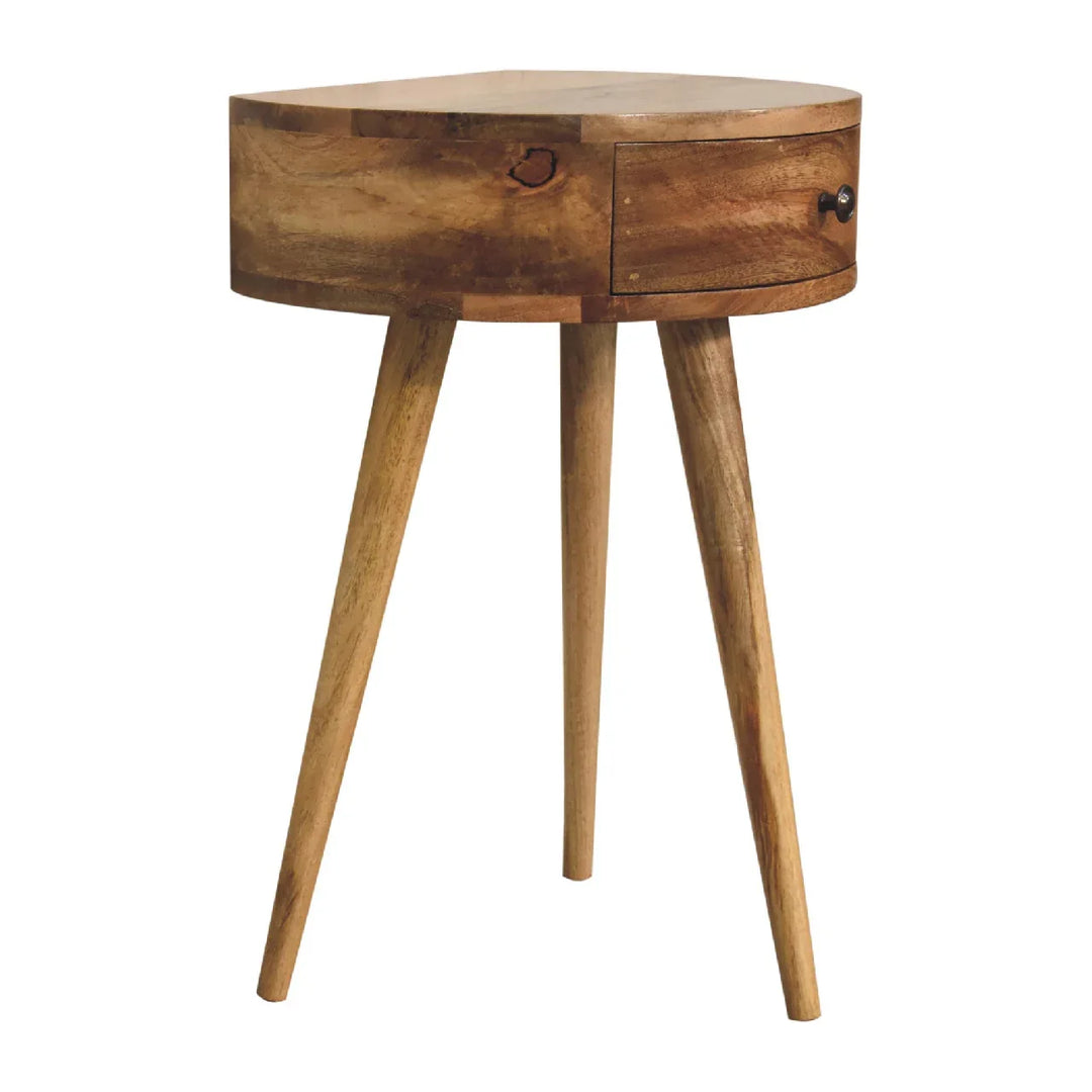 Mini Oak-ish Circular Shape Bedside - TidySpaces
