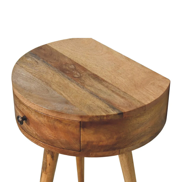 Mini Oak-ish Circular Shape Bedside - TidySpaces