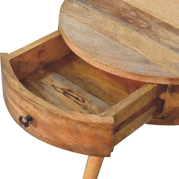 Mini Oak-ish Circular Shape Bedside - TidySpaces