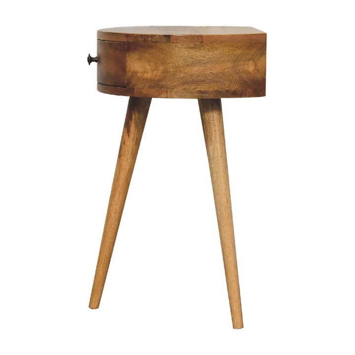 Mini Oak-ish Circular Shape Bedside - TidySpaces
