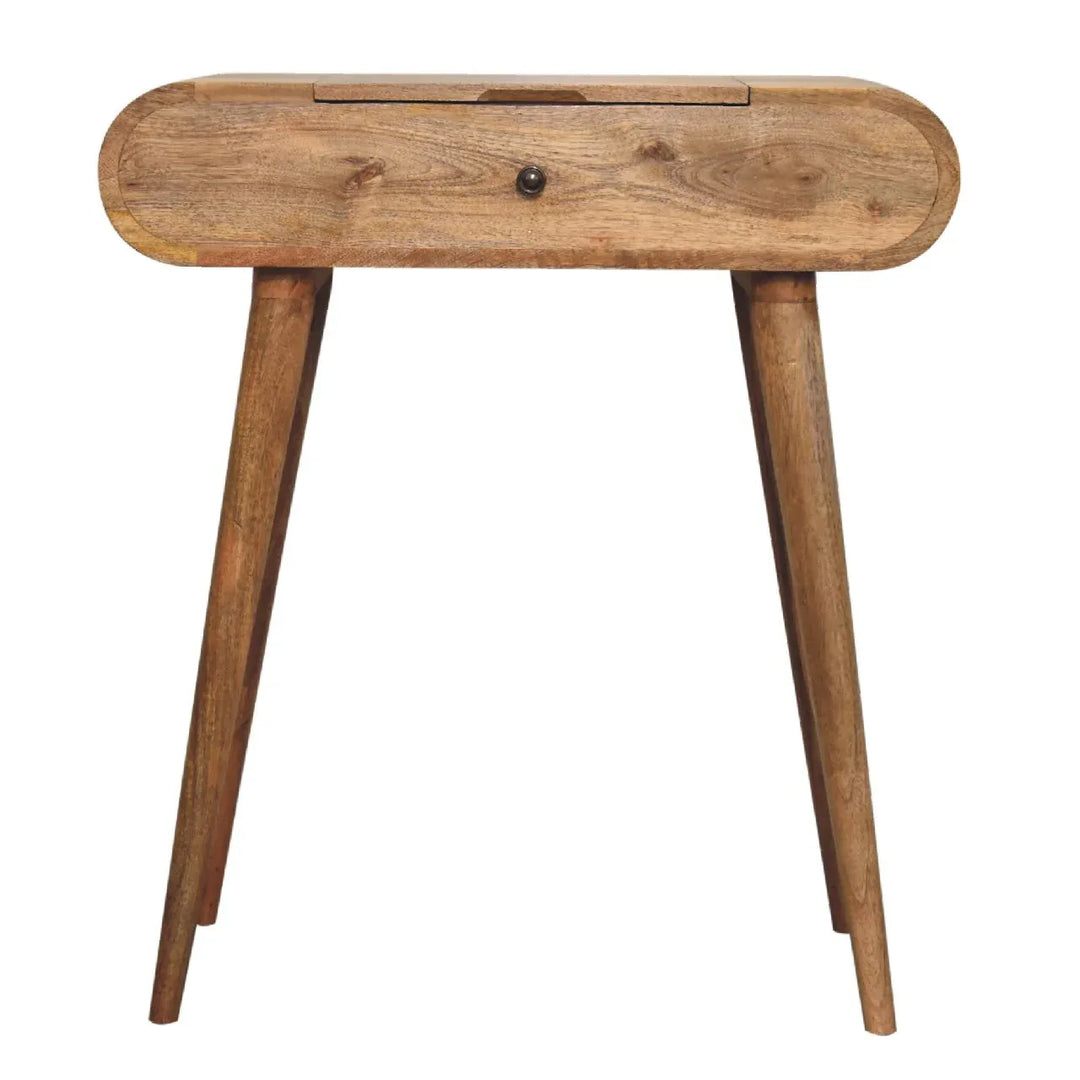 Mini Oak-ish Round Dressing Table - TidySpaces