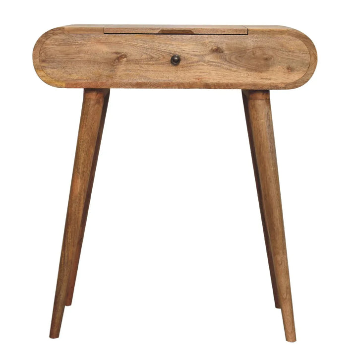 Mini Oak-ish Round Dressing Table - TidySpaces