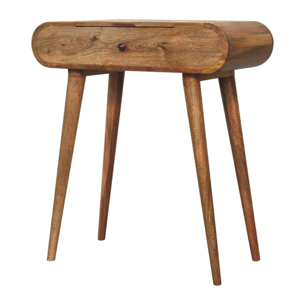 Mini Oak-ish Round Dressing Table - TidySpaces
