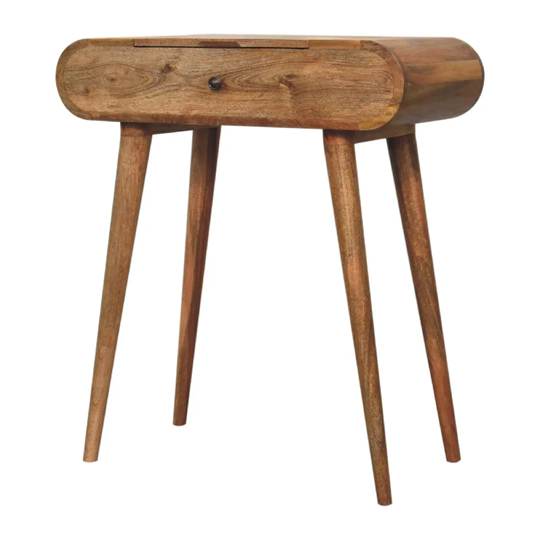 Mini Oak-ish Round Dressing Table - TidySpaces