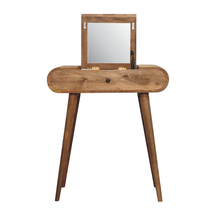 Mini Oak-ish Round Dressing Table - TidySpaces