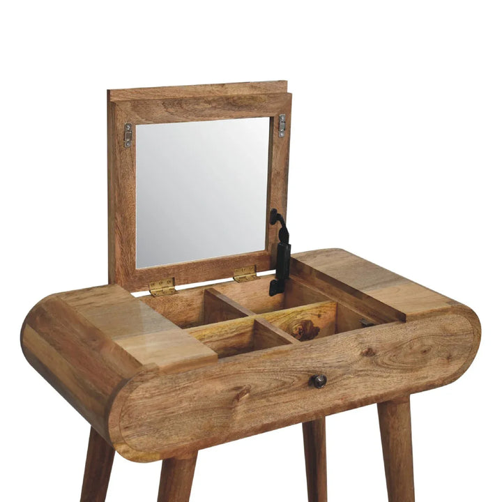 Mini Oak-ish Round Dressing Table - TidySpaces