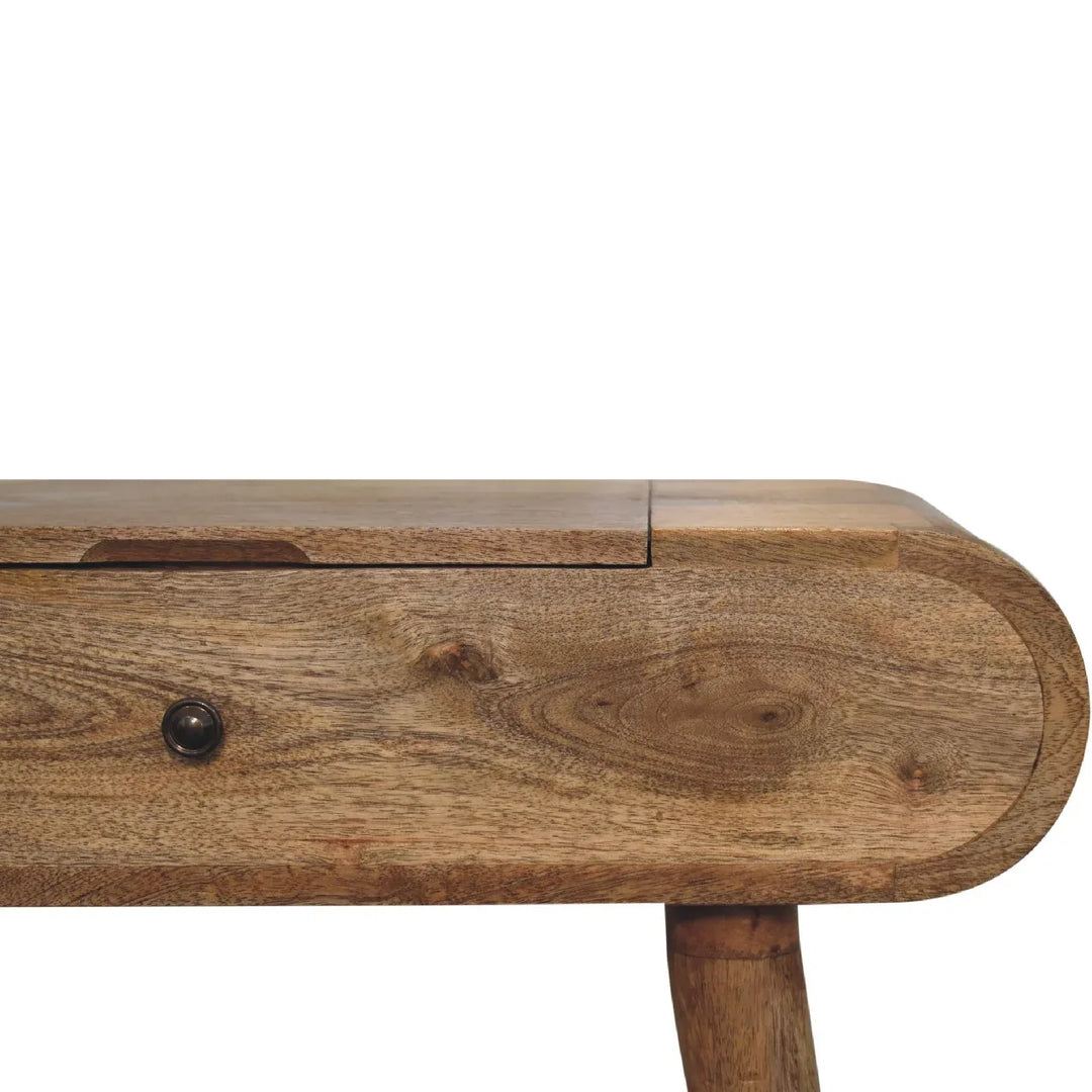 Mini Oak-ish Round Dressing Table - TidySpaces