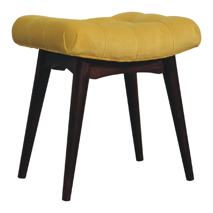 Mini Mustard Velvet Curved Bench