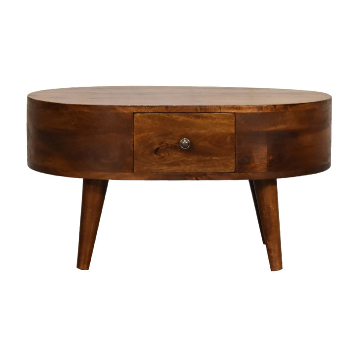 Mini Chestnut Rounded Coffee Table - TidySpaces