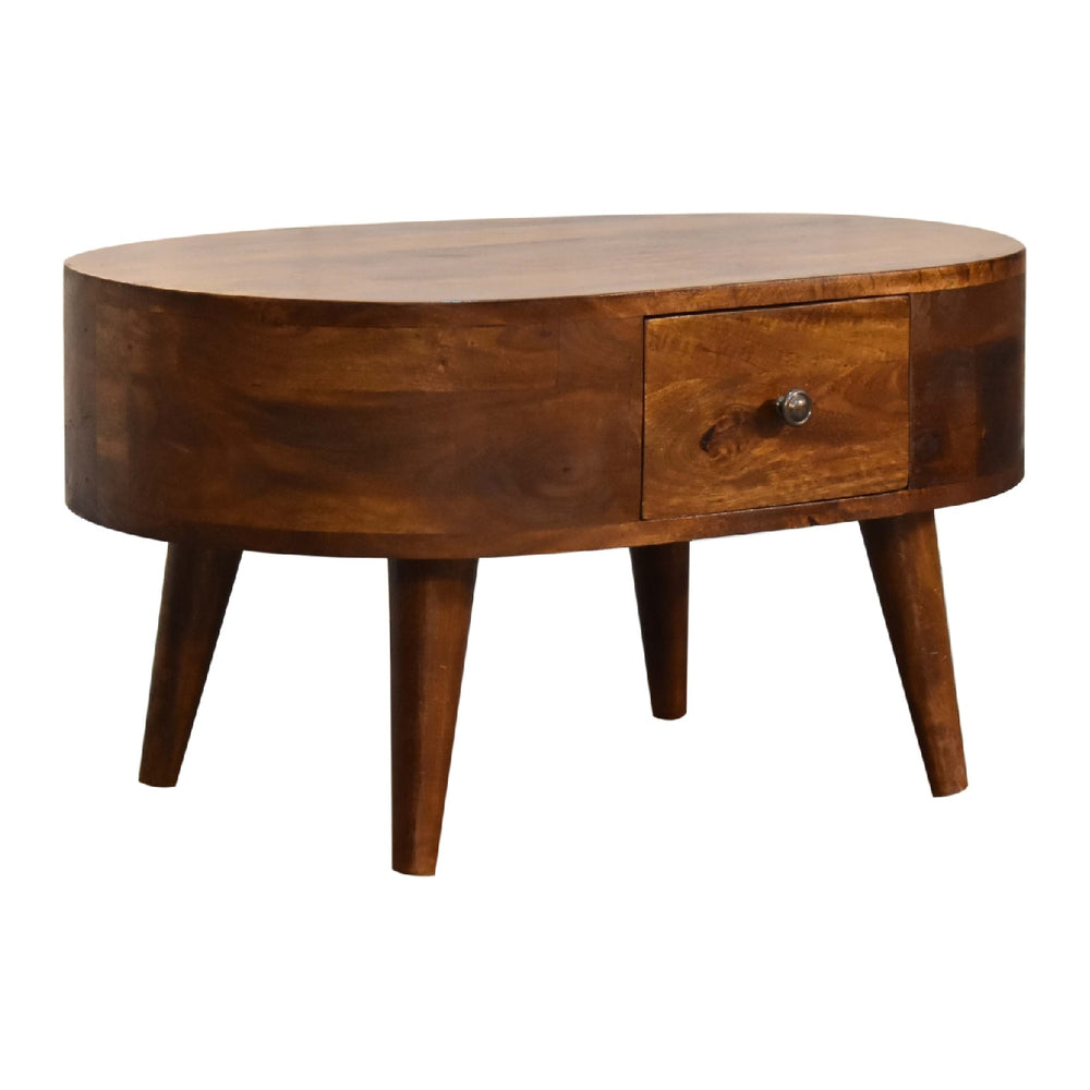 Mini Chestnut Rounded Coffee Table - TidySpaces