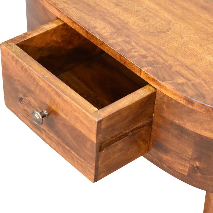 Mini Chestnut Rounded Coffee Table - TidySpaces