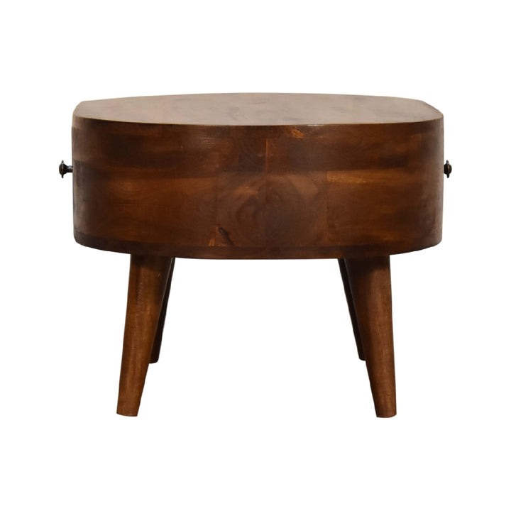 Mini Chestnut Rounded Coffee Table - TidySpaces