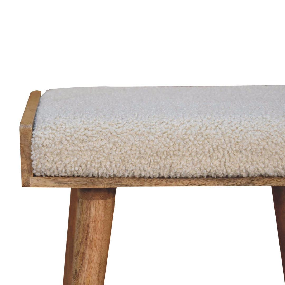 Boucle Cream Tray Style Footstool