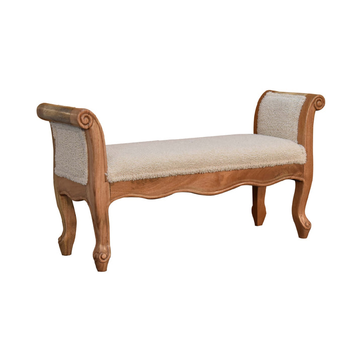 Cream Boucle French Style Bench