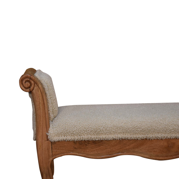 Cream Boucle French Style Bench