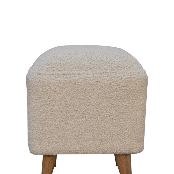 Cream Boucle Squoval Footstool