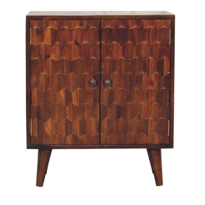 Chestnut Pineapple Carved Cabinet