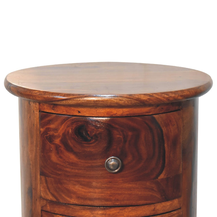 3 Drawer Chestnut Sheesham Drum - TidySpaces