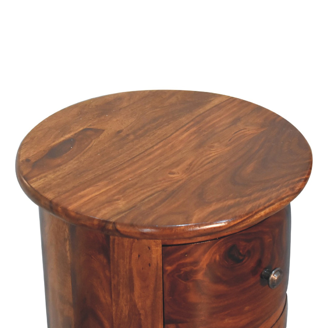 3 Drawer Chestnut Sheesham Drum - TidySpaces