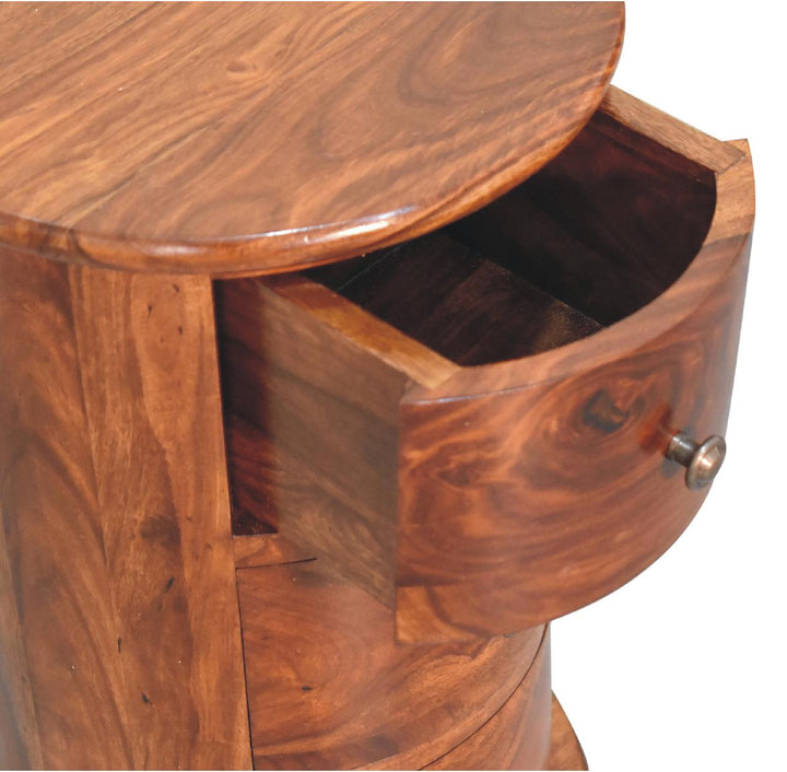 3 Drawer Chestnut Sheesham Drum - TidySpaces