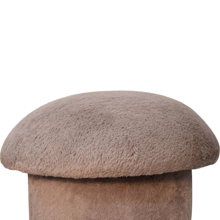 Mocha Faux Fur Mushroom Footstool - TidySpaces