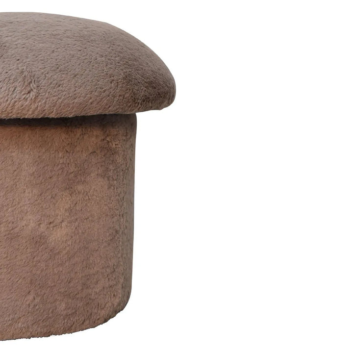 Mocha Faux Fur Mushroom Footstool - TidySpaces